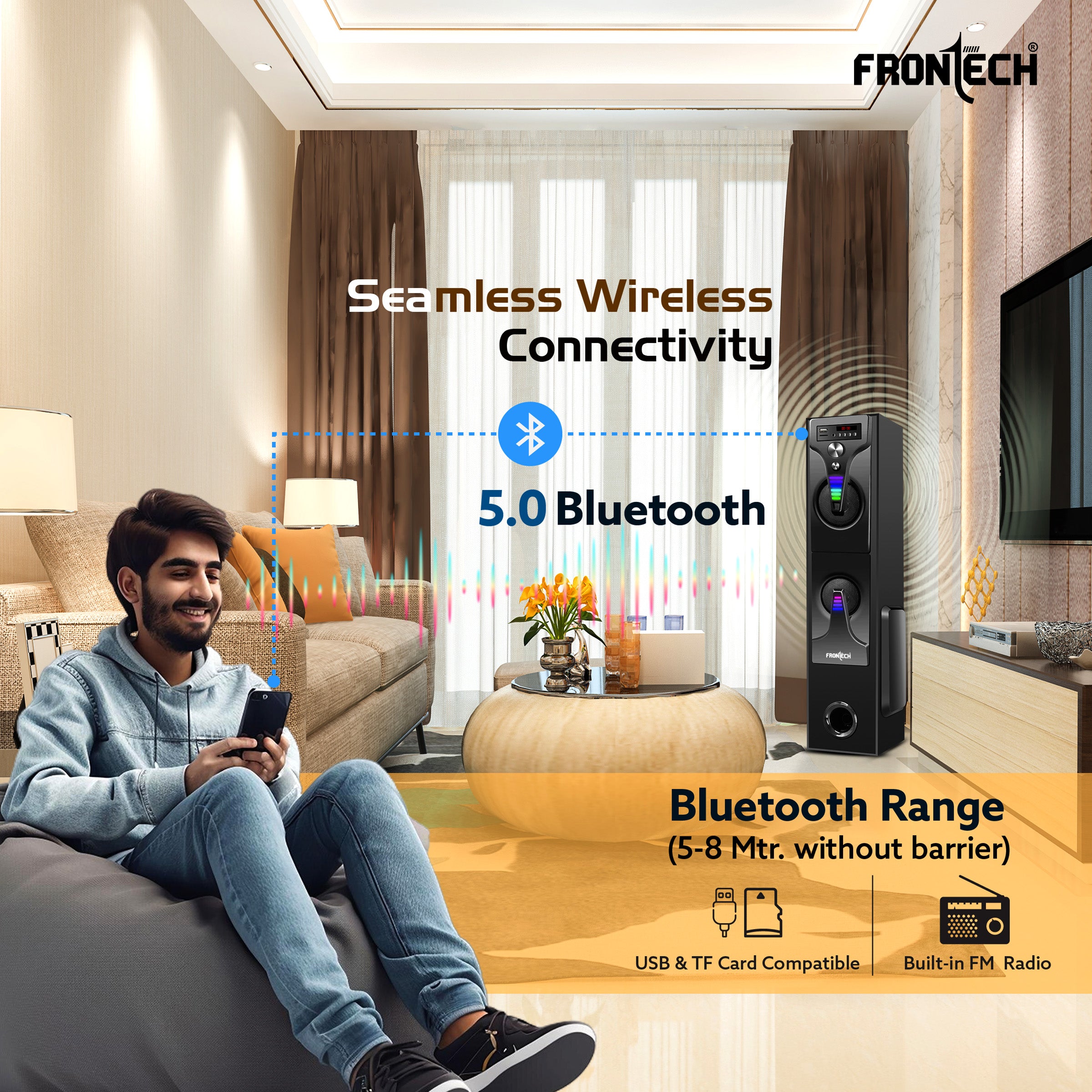 Frontech CRUX-165 Series 60 Watt Tower Speaker (SW-0165) Frontech CRUX-165 Series 60 Watt Tower Speaker (SW-0165)